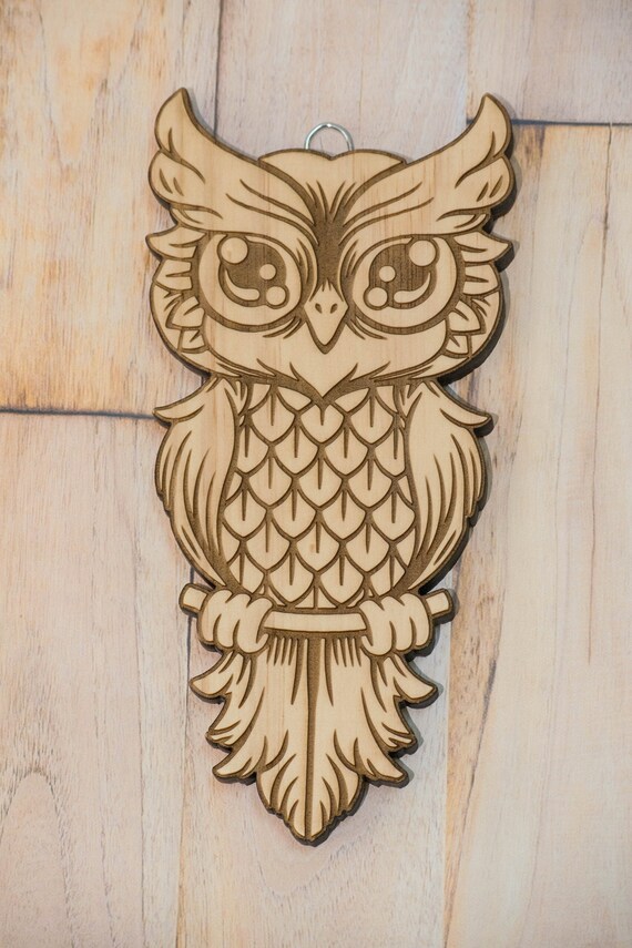 Wooden Owl Wall Art Wooden Home Decor Engraved Owl Etsy