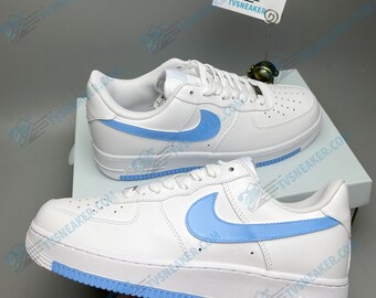 Custom shoes, baby blue air force 1 custom, woman shoes, man shoes, tie sneaker, painted shoes, gift for women, christmas gift