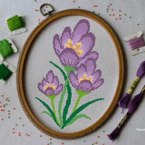 Flowers - Spring Cross stitch pattern for Home decor, Didital download