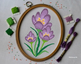 Flowers - Spring Cross stitch pattern for Home decor, Didital download