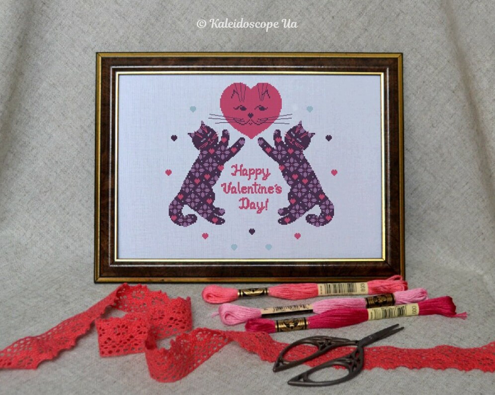 Happy Valentine's Day 2 Cross Stitch Pattern Digital Cross Etsy