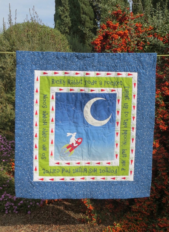 Handmade Ricky Rabbit Nursery Rhyme Quilt Baby Quilt Wall Art or Children s Room Etsy Canada