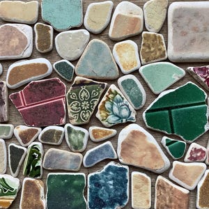 SEA WORN POTTERY l Sea Worn Pottery /1.8kg Bulk Chunky Sea Worn Scottish Pottery Tiles | Craft Supplies | Mosaic Supplies | SeaFindsScotland