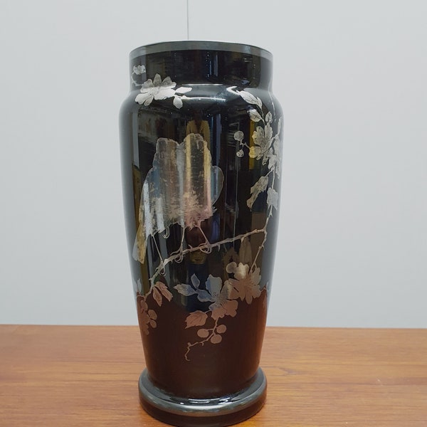 Black Glass With Silver Overlay Etsy