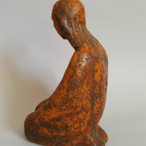 Matthäus Fellinger Expressionist Ceramics Figure Kneeling Woman 1949 image 5