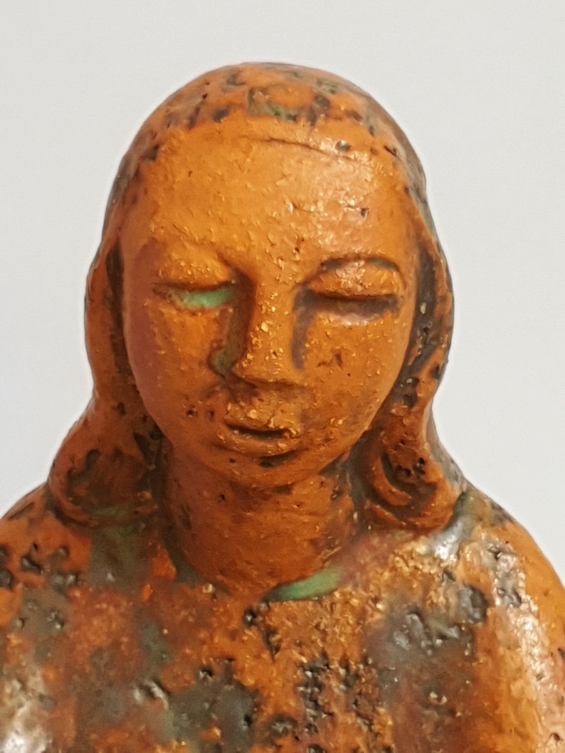 Matthäus Fellinger Expressionistische Keramik Figur Kniende Frau 1949 Bild 3