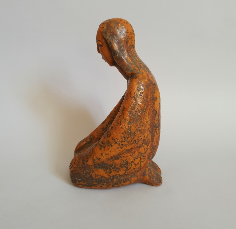 Matthäus Fellinger Expressionist Ceramics Figure Kneeling Woman 1949 image 10