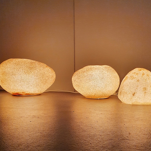 3 Set Lampes Moon Rock - André Cazenave - Atelier A - Singletron - Vintage - 1969