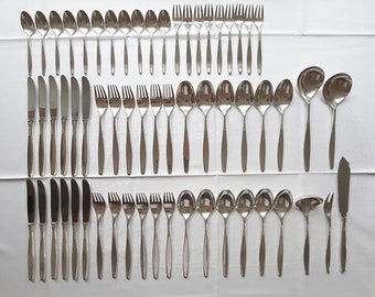 Mid Century cutlery Wilkens 12 people model collier 90 silver edition - 62 parts - 50's - food culture