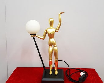 UNIQUE-Modernist-Sculpture Table Lamp-Gold Pond of Blate-70 ' s-2-Hollywood Regency-France