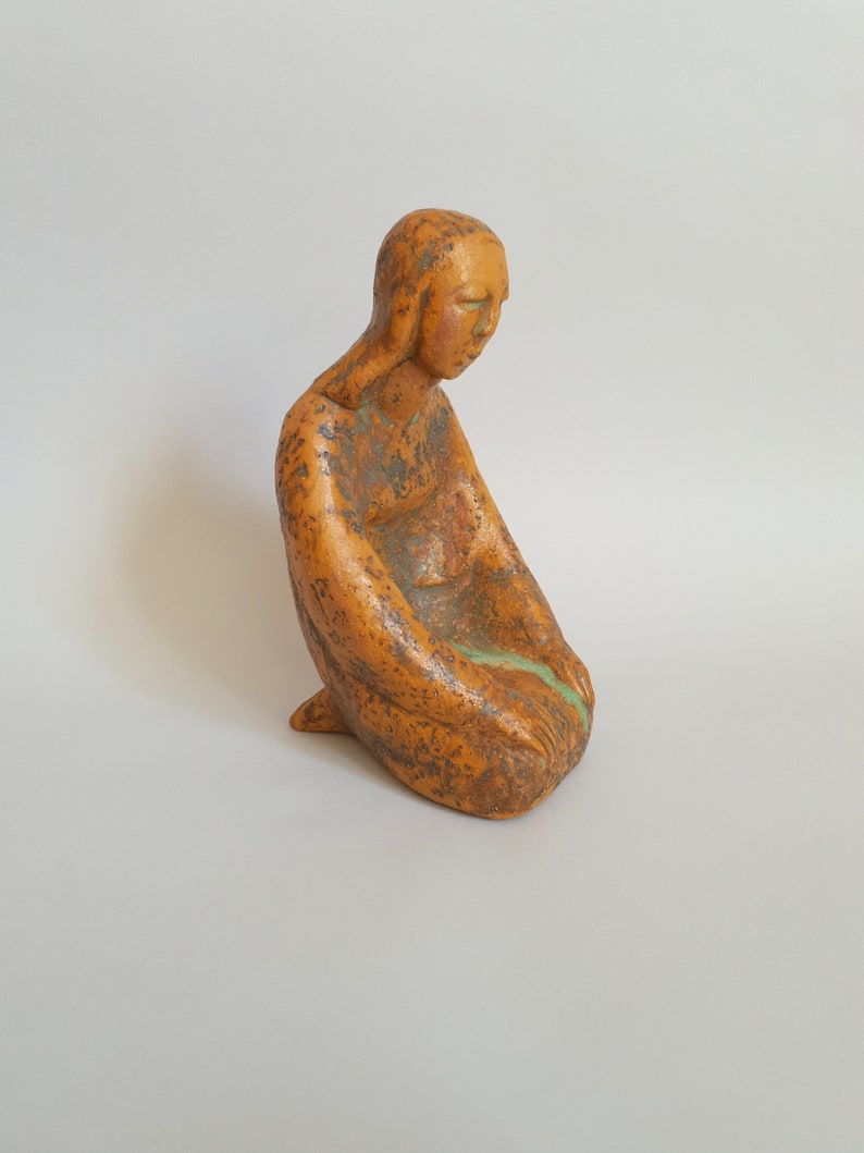 Matthäus Fellinger Expressionist Ceramics Figure Kneeling Woman 1949 image 1