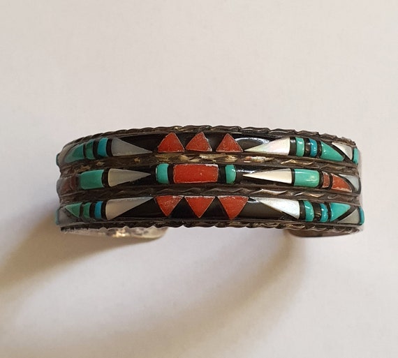 John Rosalie Bowannie Vintage Native American Zuni Turquoise Sterling Silver Bracelet John Rosalie Bowannie Vintage Native American Zuni Turquoise Sterling Silver Bracelet