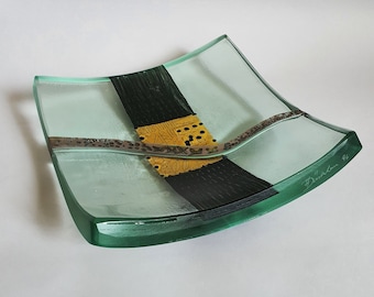 Studio Glas - Elaborately designed glass bowl - Artist Heiner Düsterhaus - 1994 - Vintage