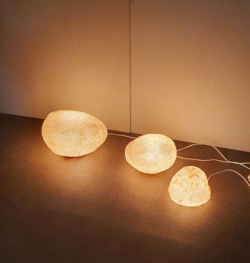 3 Set Moon Rock Lamps André Cazenave Atelier A Singletron Vintage 1969 image 3