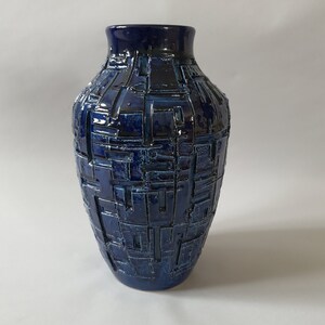 Einzigartige Marineblaue Bitossi Vase mit Abstrakten Ritzdekor Italy 60iger Jahre Bild 2