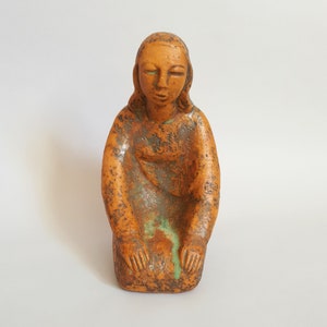 Matthäus Fellinger Expressionist Ceramics Figure Kneeling Woman 1949 image 2