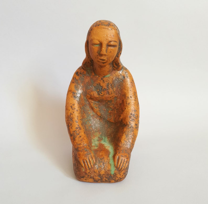 Matthäus Fellinger Expressionistische Keramik Figur Kniende Frau 1949 Bild 2
