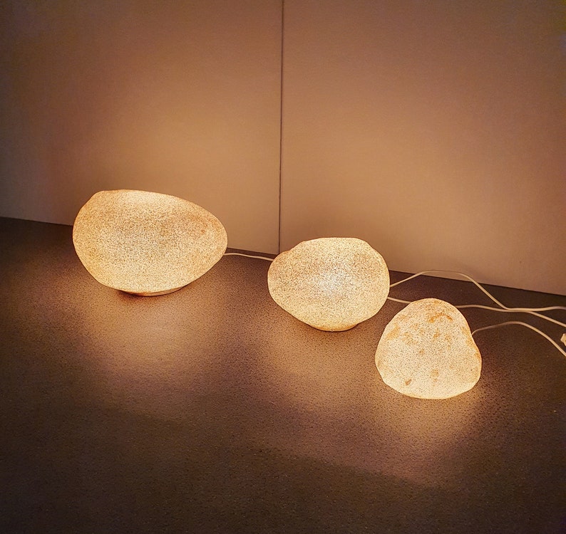 3 Set Moon Rock Lamps André Cazenave Atelier A Singletron Vintage 1969 image 2