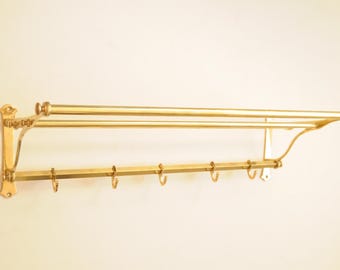 Wall-Mounted Coat Rack, Locker Room, Brass Hooks