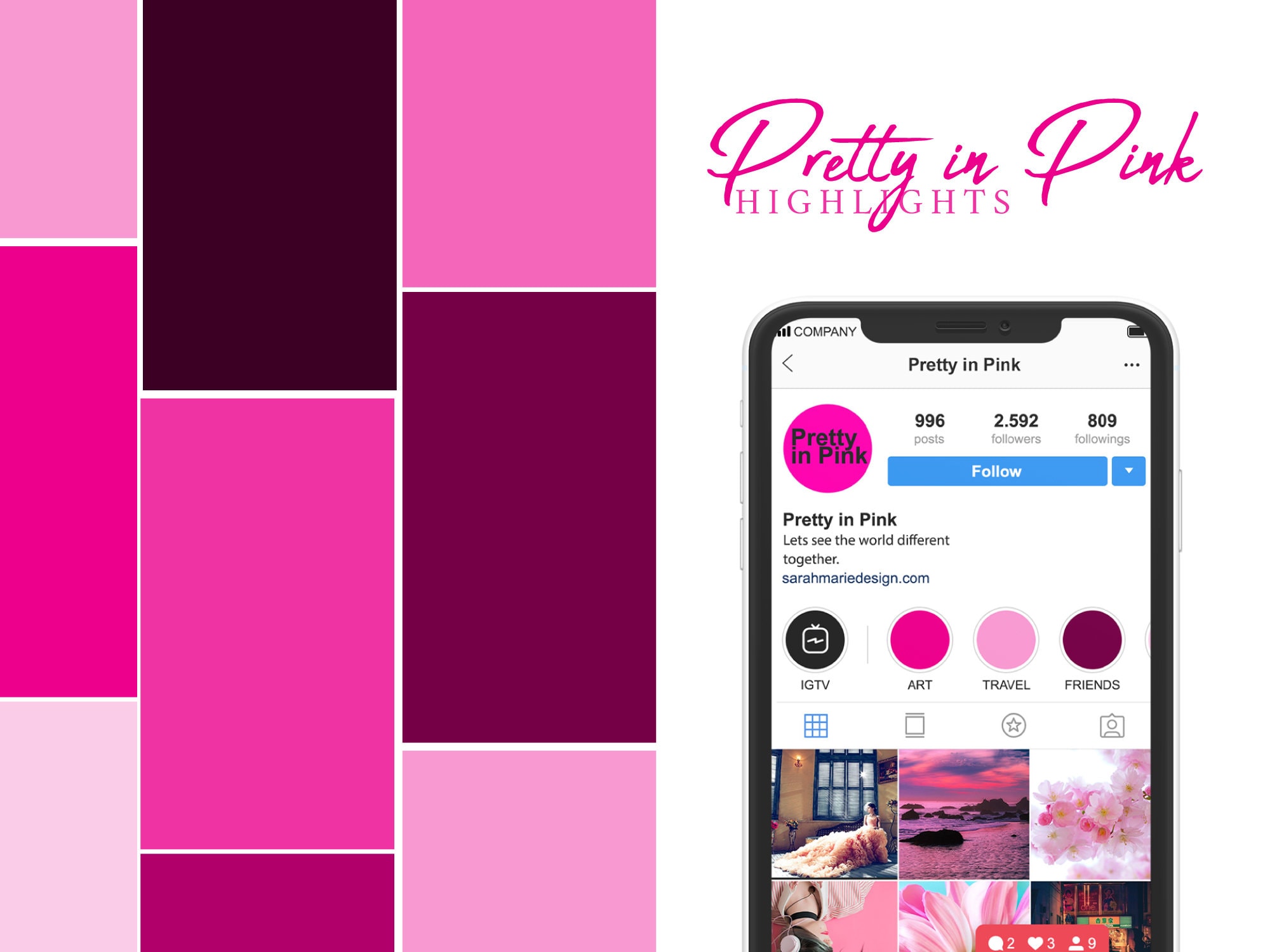 Pretty in Pink Instagram Highlight Covers Social Media | Etsy