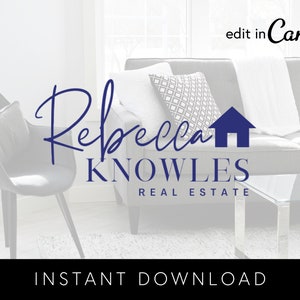 Editable Logo Design, Canva Logo Template, Real Estate Logo, Modern House Logo, DIY House Logo, Realtor Logo,  Instant Download
