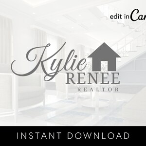 Gold Realtor Logo, Editable Logo Design, Canva Logo Template, Real Estate Logo, Modern House Logo, DIY House Logo, Instant Download