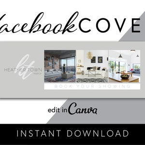 Portada de Facebook de bienes raíces, plantilla de agente inmobiliario, banner de Facebook de fotografía, plantilla de redes sociales, marketing inmobiliario DESCARGA INSTANTÁNEA 06