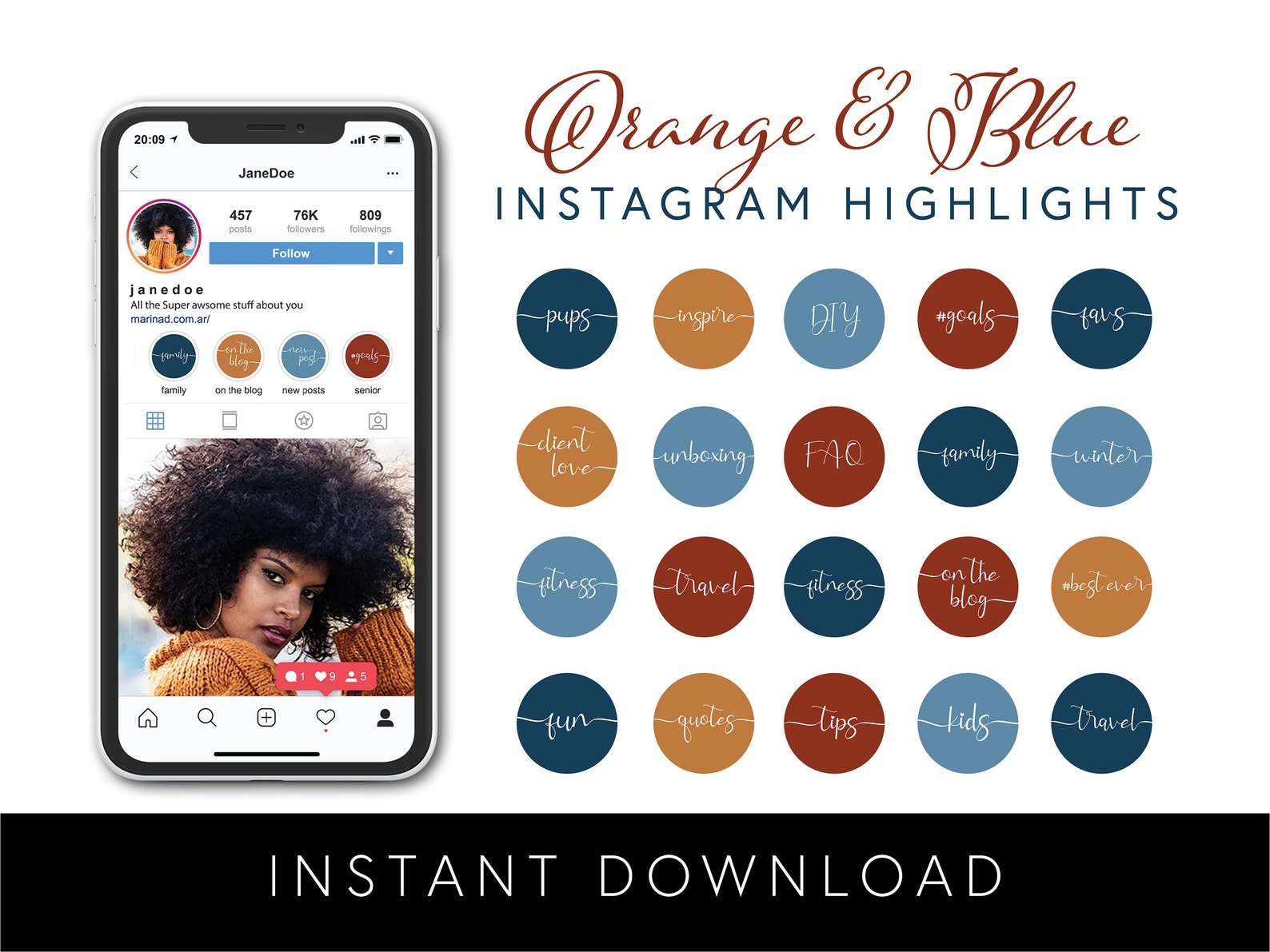 200 Orange and Blue Instagram Highlights Social Media - Etsy Canada