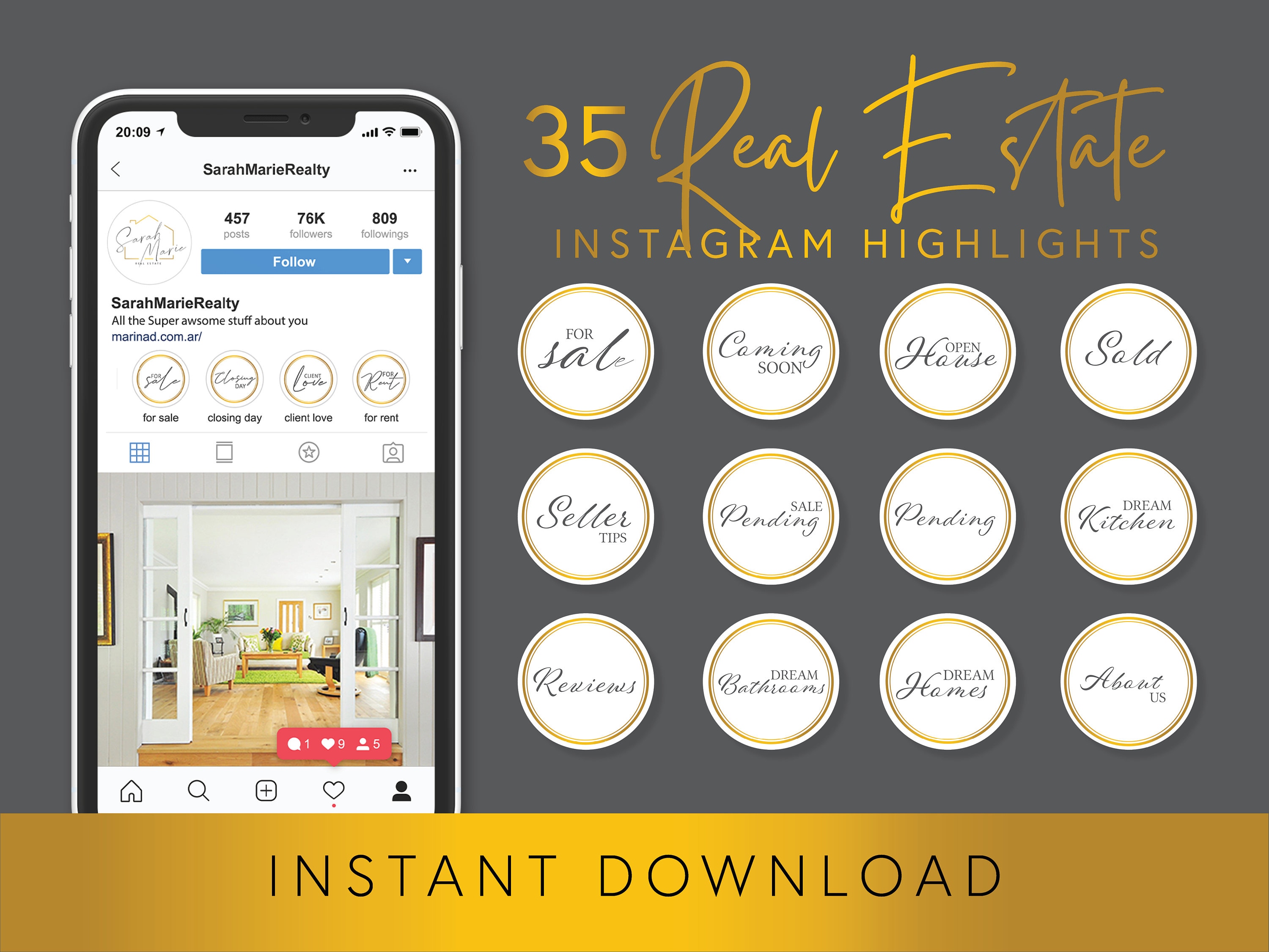 35 Real Estate Instagram Highlights, Social Media Template, Instagram ...