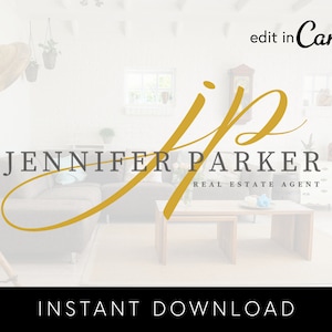 Editable Logo Design, Canva Logo Template, Real Estate Logo, DIY House Logo, Premade Logo, Realtor Logo,  Instant Download