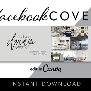 Portada de Facebook de bienes raíces, plantilla de agente inmobiliario, banner de Facebook de fotografía, plantilla de redes sociales, marketing inmobiliario DESCARGA INSTANTÁNEA 12