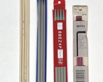 Vintage Double Point Knitting Needle Set: Sizes 1, 6, 9, 10