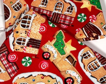 Fabric Editions Gingerbread Toss Cotton Fabric, Christmas Fat Quarters