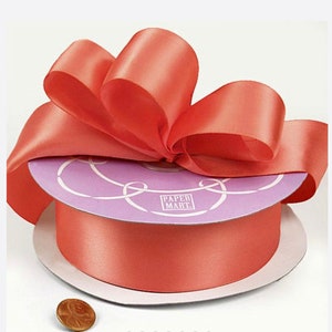 7/8” Dark Coral Satin Ribbon Single sided sold by the yard