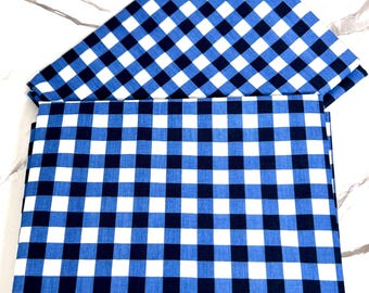 Blue Gingham Print Quilting Cotton Fabric Fat Quarter - Eugene Textiles