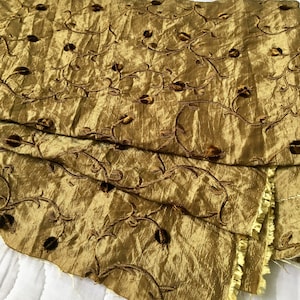 Vintage Upholstery Fabric, Decor Fabric, Green Embroidered Fabric, Curtain Fabric, Pillow Fabric, Drapery Fabric, Purse Fabric