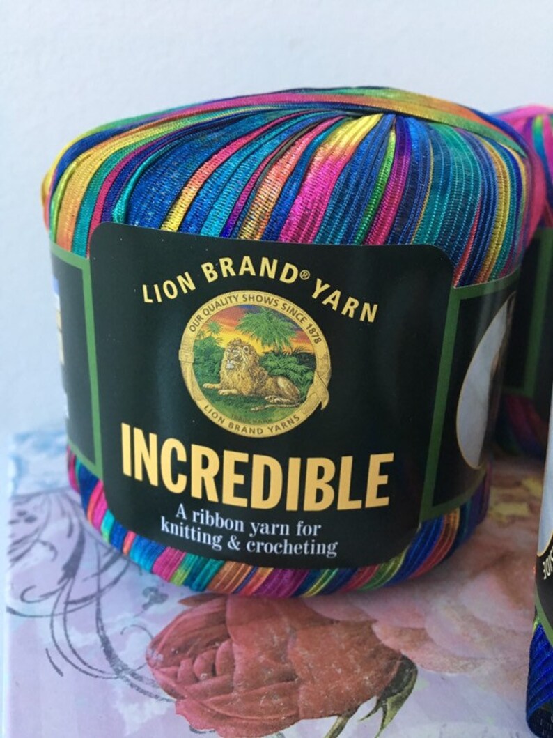 Rainbow Incredible Ribbon Yarn Lion Brand Yarn Specialty Yarn Etsy