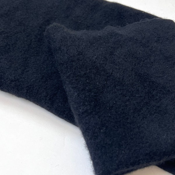 Thick Black Felted Wool Fabric, Boiled Wool Scraps, Remnants, Fabric for DIY Crafts, Cashmere Soft Felted Fabric