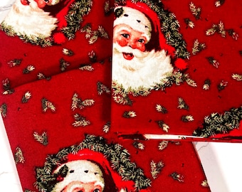 Christmas Cotton Fabric Fat Quarter: Santa Red Fabric