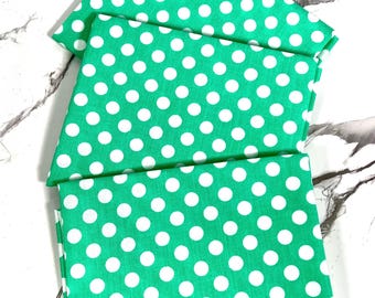 Mint Green Polka Dot Quilting Cotton Fabric Fat Quarter - Eugene Textiles