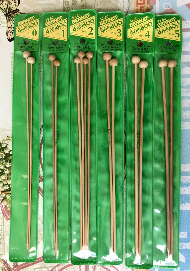 Vintage Knitting Needles Bamboo Bernat Fine Knitting Needles Etsy