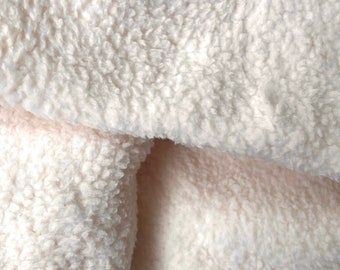 Ivory Double Sided Sherpa Fleece Super Plush Fabric 1 yard