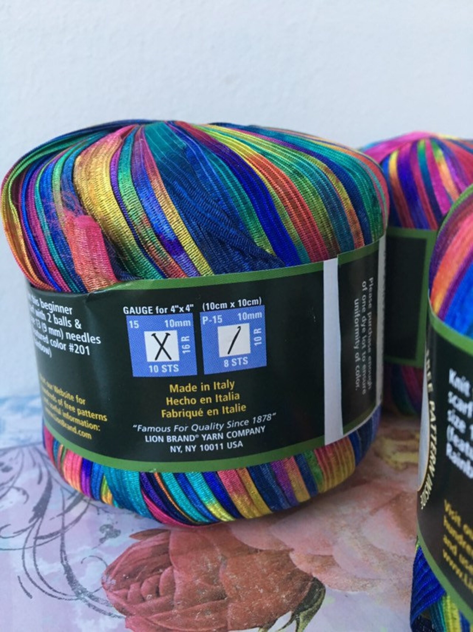 Rainbow Incredible Ribbon Yarn Lion Brand Yarn Specialty Yarn Etsy