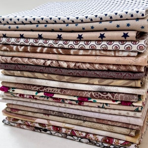 Vintage Fat Quarter-bundel in neutrale tinten: 20 stuks designer katoenen stof