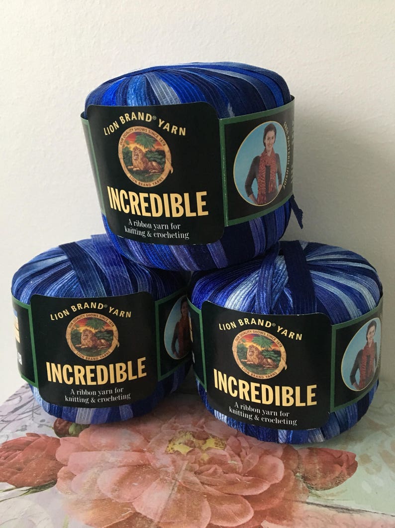 Shades of Blue Incredible Ribbon Lion Brand Yarn Specialty Etsy