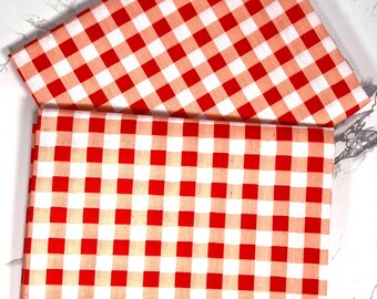 Orange Red Gingham Print Quilting Cotton Fabric Fat Quarter - Eugene Textiles