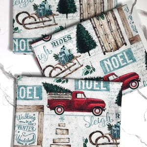 Tessuto di cotone Winter Wonderland di Fabric Editions, quarti di grasso natalizi