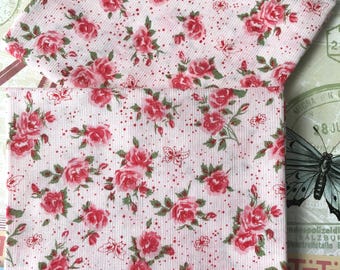 Tkanina Vintage SSI Fabrics Pink Floral Cotton Fat Quarter: Mildred's Memory Garden Fabric
