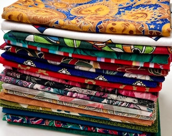 Vintage Cotton Fabric Fat Eighths Bundle: 20 Floral Prints