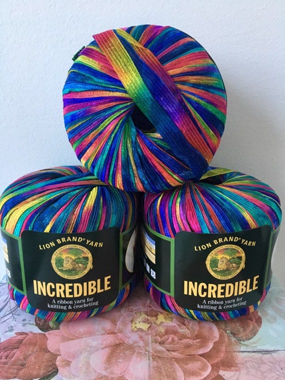 Rainbow Incredible Ribbon Yarn Lion Brand Yarn Specialty Yarn Etsy